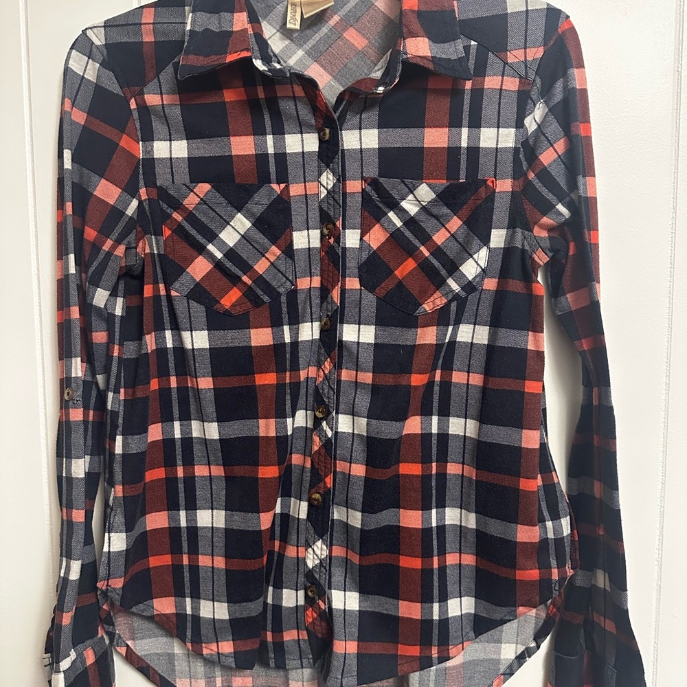 Plaid Long Sleeve Button-Up Shirt